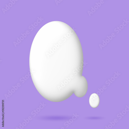 3D White speech bubble elements on Pale purple background, 3D rendering image, Clipping path Included.