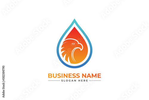 oil and gas logo with eagle. HVAC, oil, gas, air condition and heating logo	