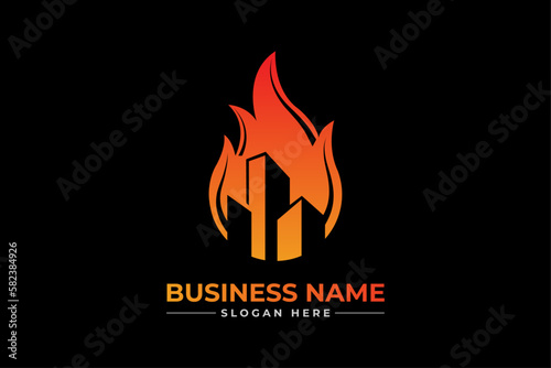 gas and heating with building style. HVAC, oil, gas, air condition and heating logo	