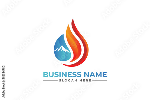 oil and gas logo. HVAC, oil, gas, air condition and heating logo	