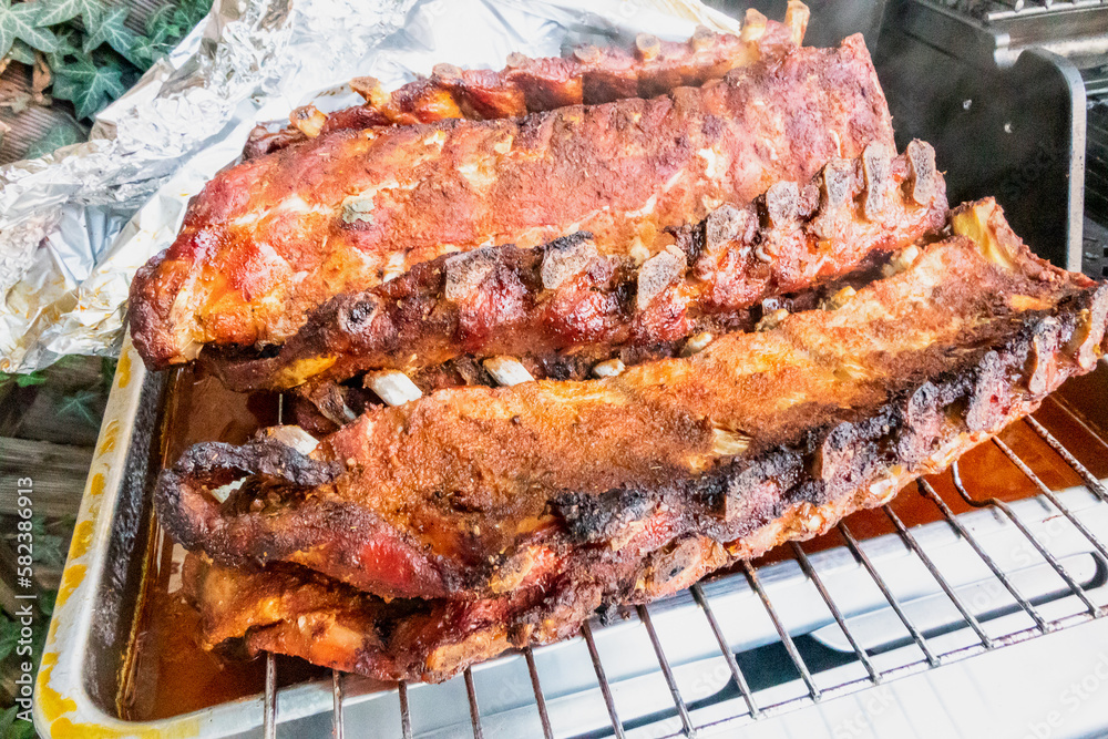 BBQ Grill Draußen Spare Ribs Steaks Holzkohle Gas 