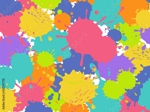 飛び散るインクやペンキのカラフル背景_ベクターイラスト