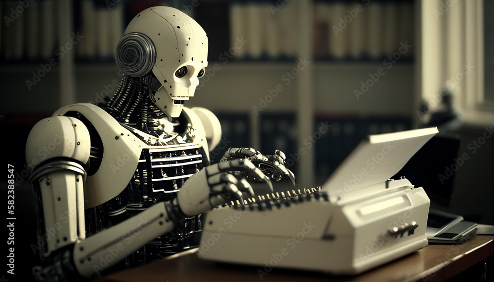 typing robot chat GPT AI created with Generative AI technology Stock Illustration | Adobe Stock