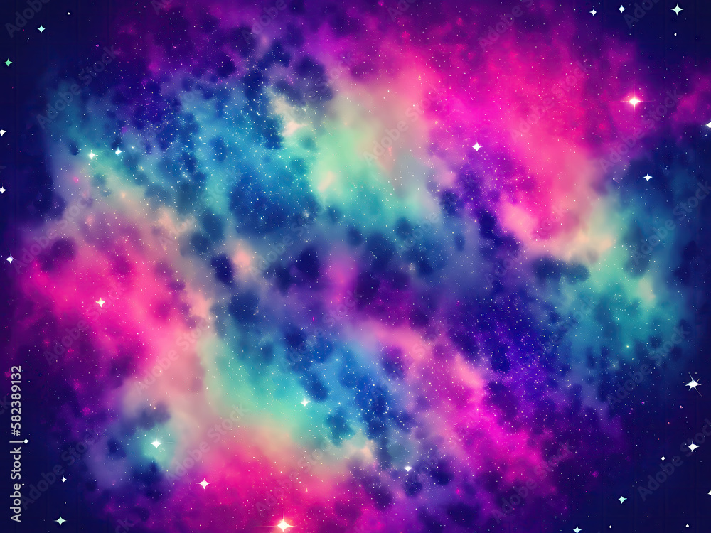 Cosmic background with glowing nebula and shimmering stars Generative AI