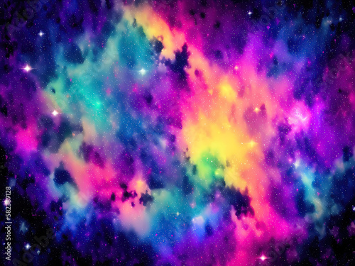 Heavenly backdrop with vivid nebula and glittering lights Generative AI © Canavento