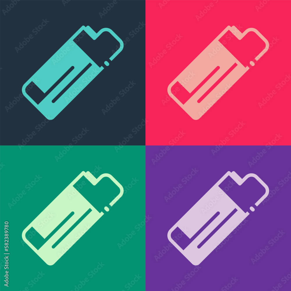 Pop art Lighter icon isolated on color background. Vector