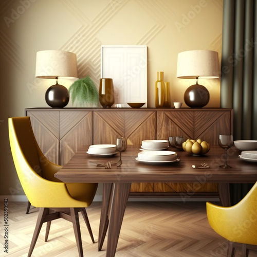 The interior design of a modern dining room or living room © Happymoon