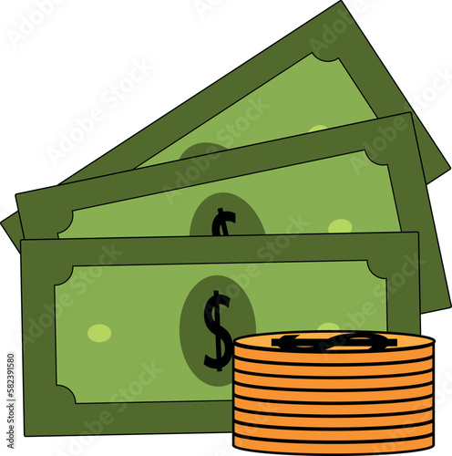 Money vector illustration. Money symbol, icon in flat style. virtual money