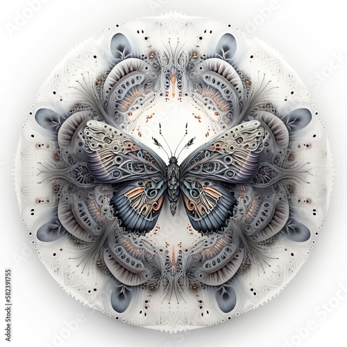 Colorful butterfly mandala art. Created with Generative AI technology.