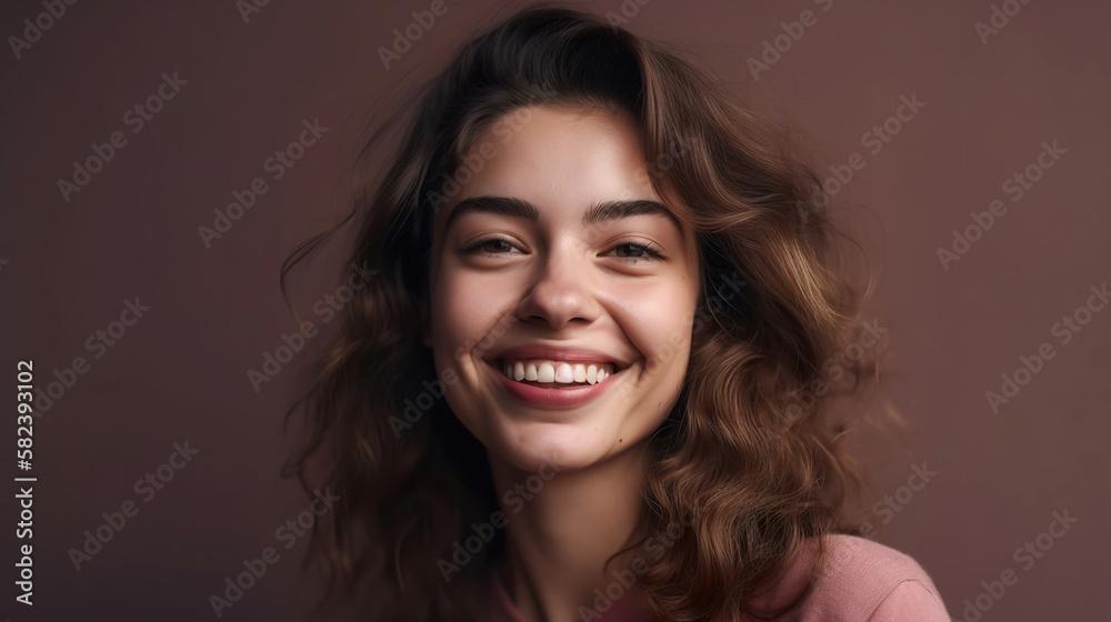 portrait of a smiling happy young woman on dark background, generative ai portrait of a smiling happy young woman on dark background, generative ai