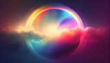 Generative AI, Illustration, Rainbow Haze: Create a dreamy and ethereal image, with a rainbow-colored burst of light and energy