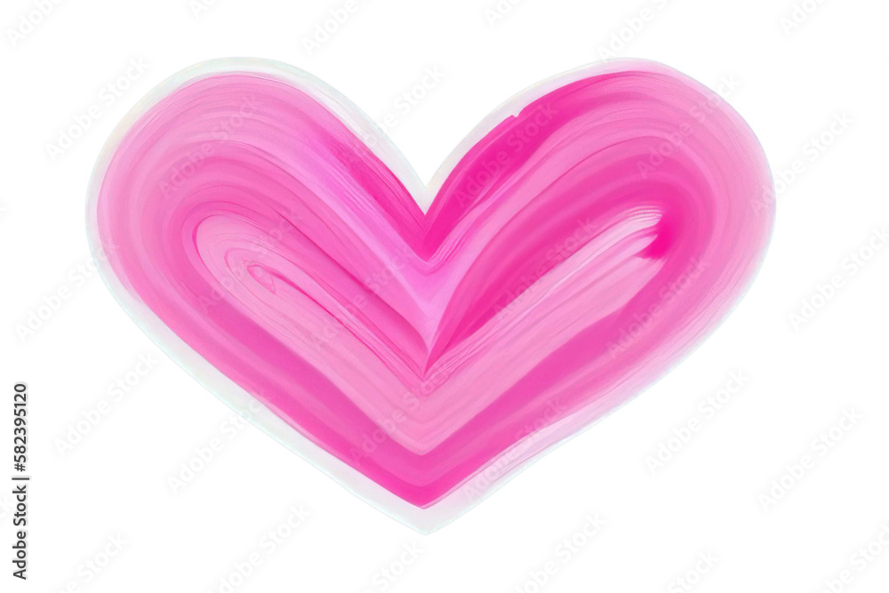 A heart shape painted in different shades of pink.. PNG transparent background. Generative AI illustration.