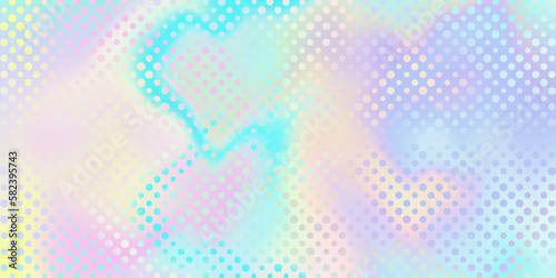 Hologram iridescent texture background, holographic foil with color gradient. Vector holographic rainbow of abstract colors blend mesh pattern
