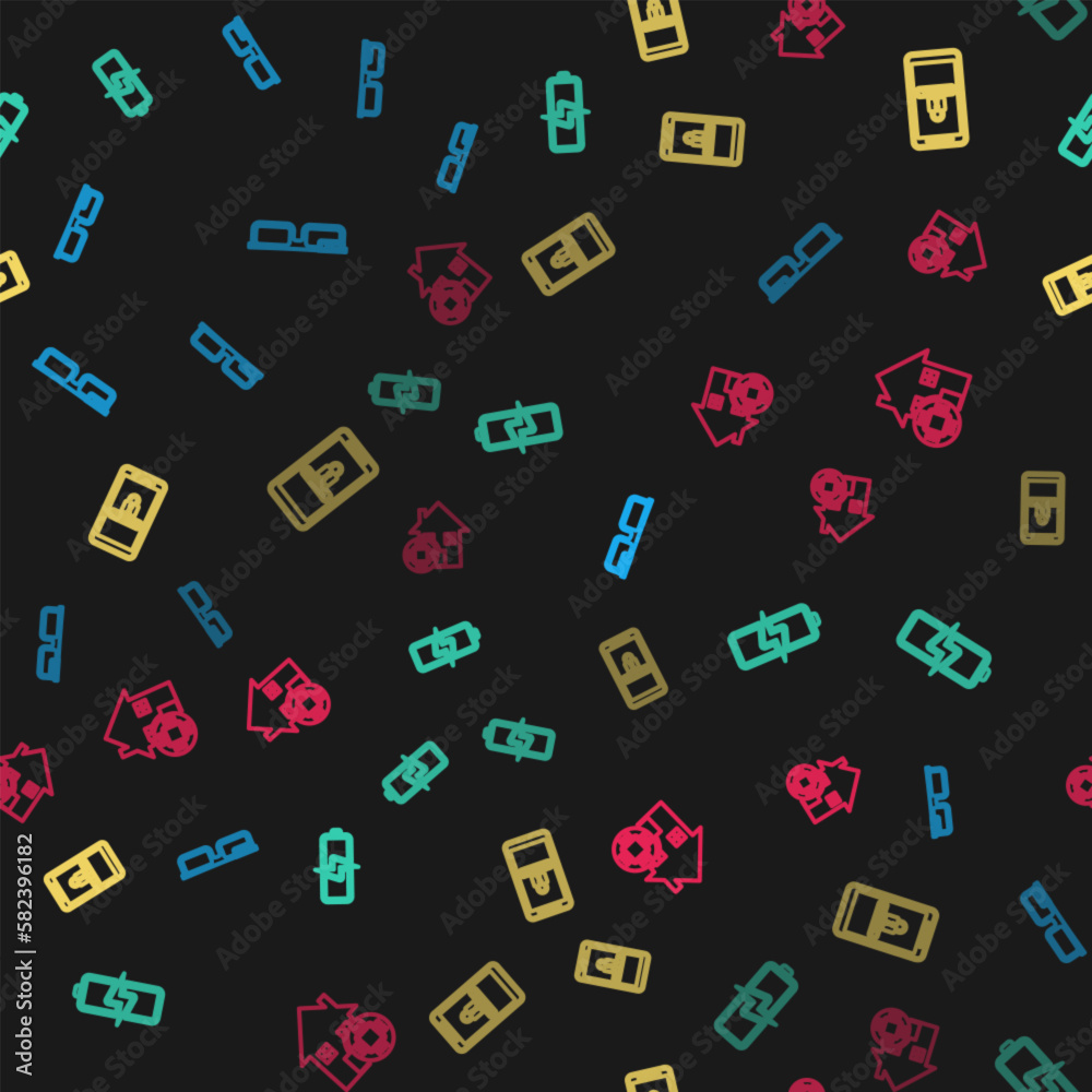 Set line Smart glasses, Battery, Mobile and password protection and home on seamless pattern. Vector Set line Smart glasses, Battery, Mobile and password protection and home on seamless pattern. Vector