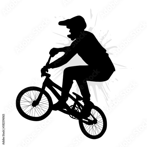Professional bmx bicycle player silhouette. Vector illustration