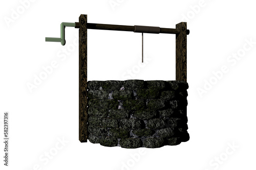 shape stone well white background 3d rendering