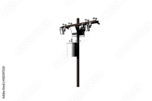 shape telephone pole white background 3d rendering