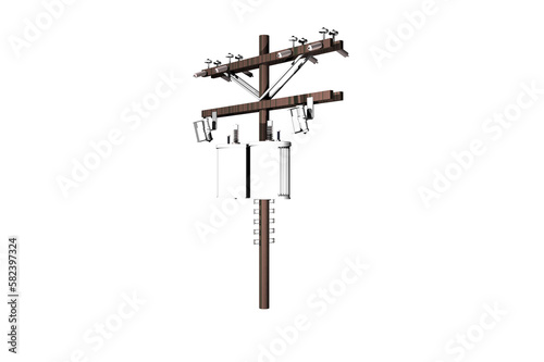 shape telephone pole white background 3d rendering