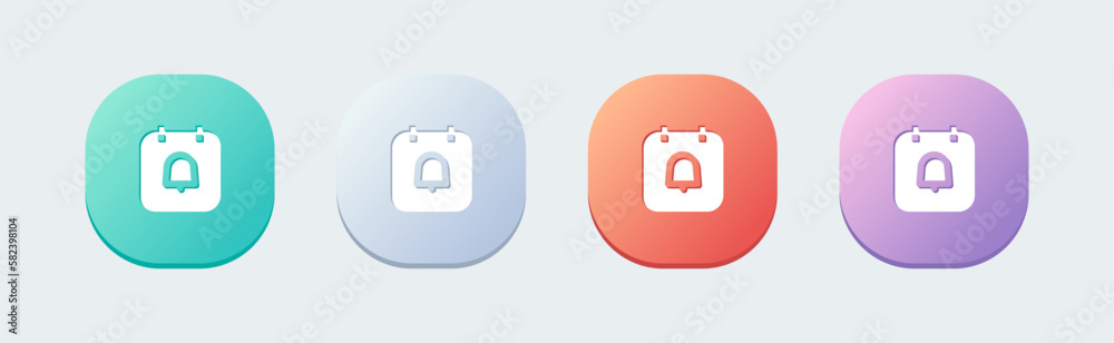 Reminder solid icon in flat design style. Alert signs vector illustration. Reminder solid icon in flat design style. Alert signs vector illustration.
