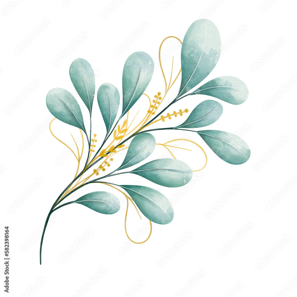 Obraz premium Blue Gold Leaf