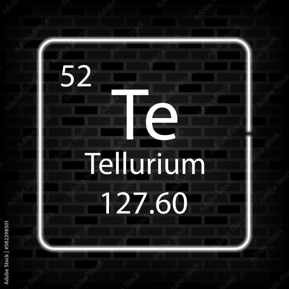 Tellurium neon symbol. Chemical element of the periodic table. Vector illustration. Tellurium neon symbol. Chemical element of the periodic table. Vector illustration.