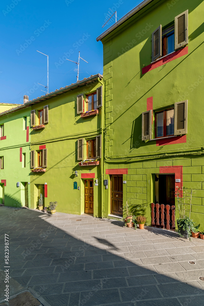 Various shades of green in the historical center of Ghizzano, Pisa, Italy