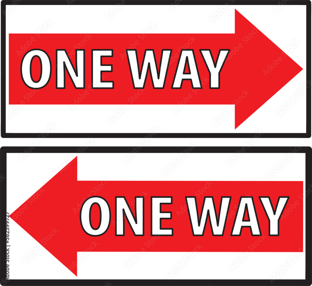 One way directional warning signs One way directional warning signs