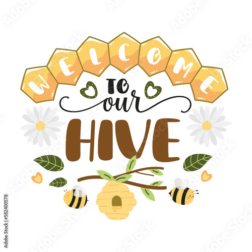 Bee Quotes Illustration. Motivational Inspirational Quotes Design With Bees Illustration.