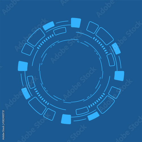 Abstract technology background. Futuristic blue virtual display screen. Vector illustration.