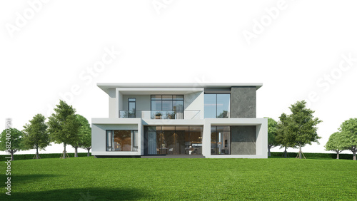 modern house on the lawn in daylight photo