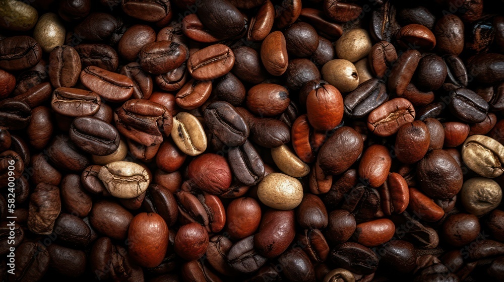 Fototapeta premium background for wallpaper.fried coffee beans. generative Ai, illustration