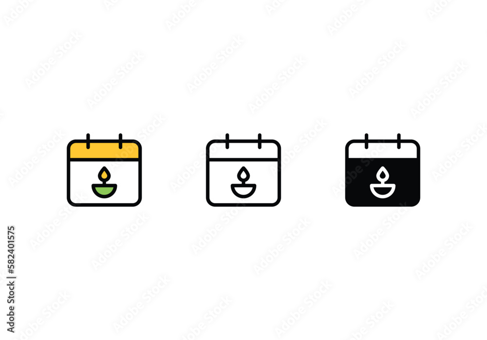 calendar icons set with 3 styles, vector stock illustration


