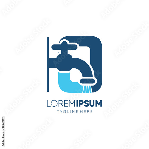 Letter O Initial Water Faucet Logo Design Vector Icon Graphic Emblem Illustration