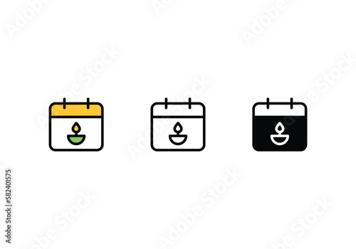 calendar icons set with 3 styles, vector stock illustration