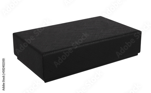 Mysterious cardboard black box closed isolated on white background