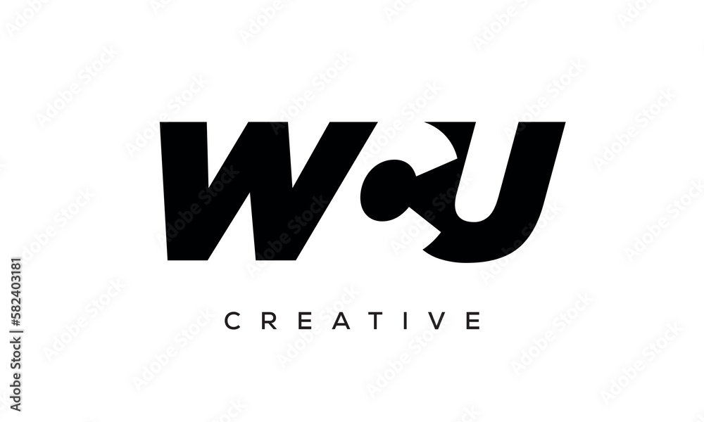 WCU letters negative space logo design. creative typography monogram vector	
