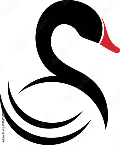 Black swan negative space vector