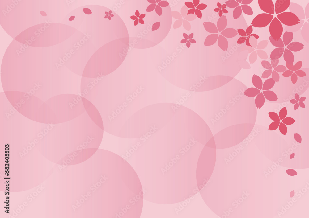 桜の花の背景素材　右上フレーム　濃ピンク　ベクター
