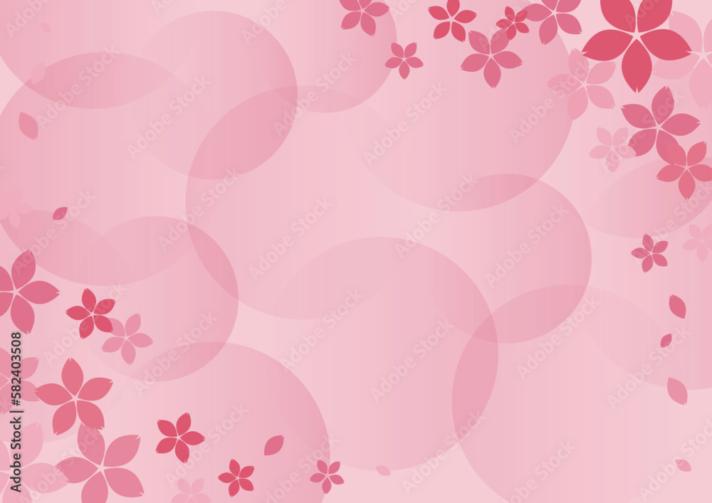 桜の花の背景素材　対角線フレーム　濃ピンク　ベクター