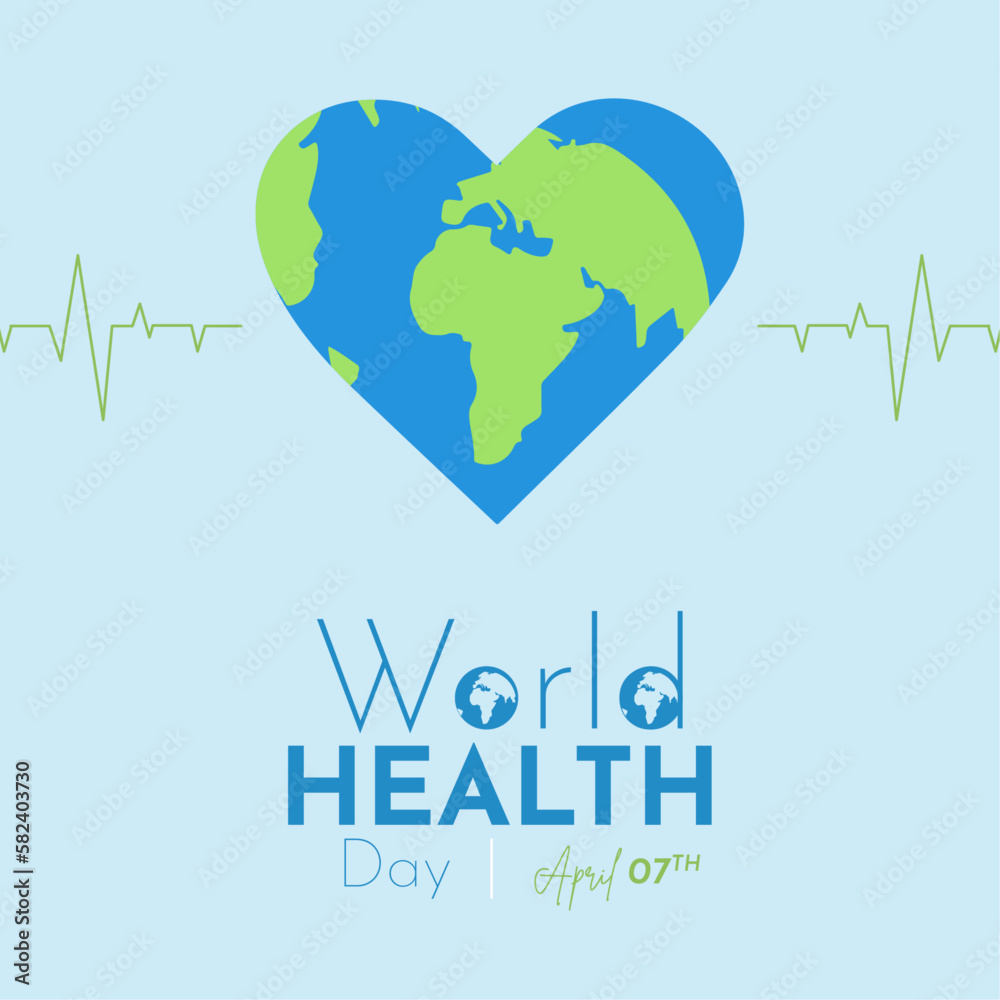 PrintFree vector world health day social media post template with heart beat