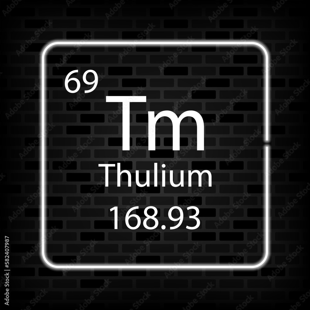 Thulium neon symbol. Chemical element of the periodic table. Vector illustration. Thulium neon symbol. Chemical element of the periodic table. Vector illustration.