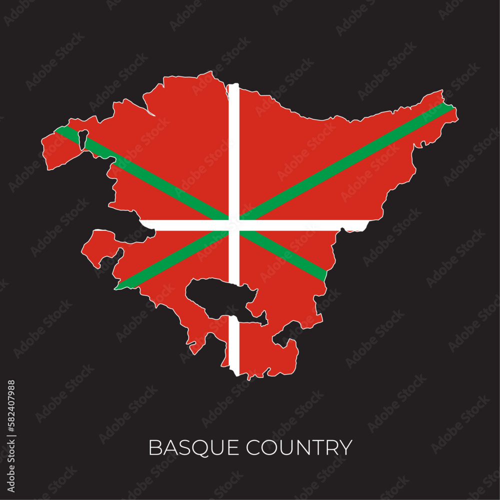 Basque Country map and flag. Detailed silhouette vector illustration ...