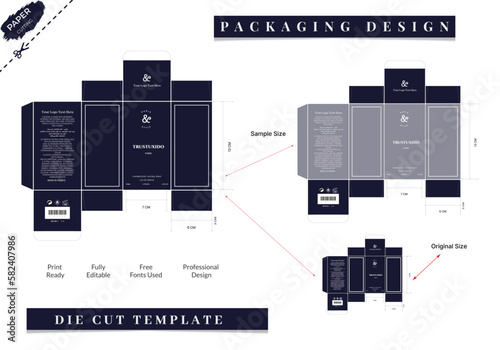 Box, Packaging Die Cut Template For perfume Product with Box dies line frames and Design elements, vector design.