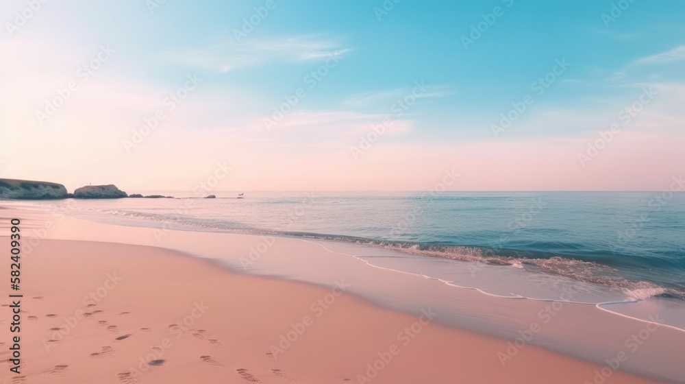 Beautiful sunset sky and ocean beach. generative ai 