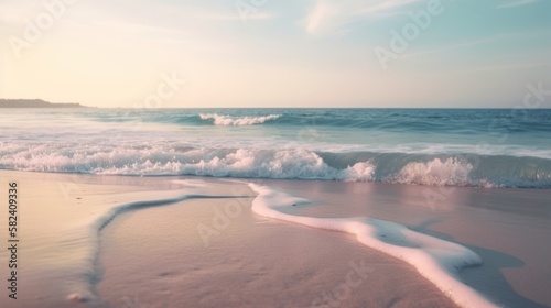 Beautiful sunset sky and ocean beach. generative ai  © kanpisut