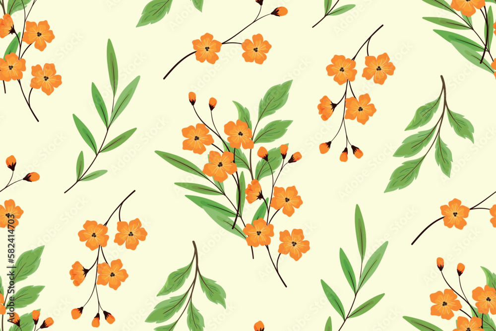 Seamless floral pattern. Vintage botanical design of hand drawn wild ...