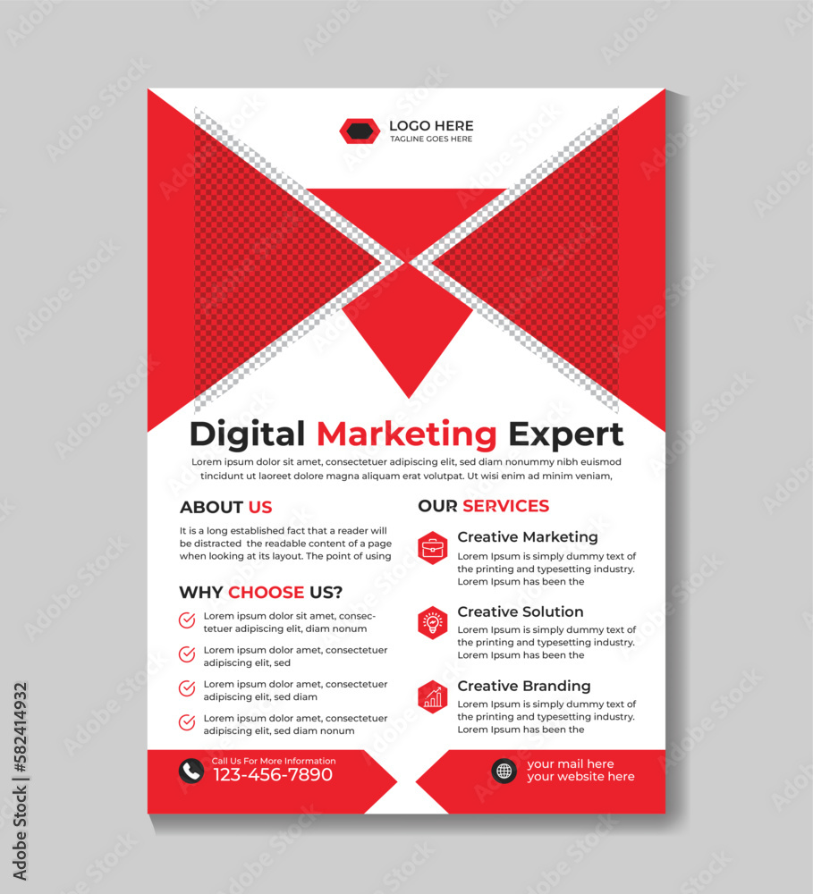 Digital marketing flyer design template in a4 size