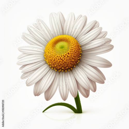 Chamomile flower or White Daisy isolated on white background. Fresh and organic. Generative AI.