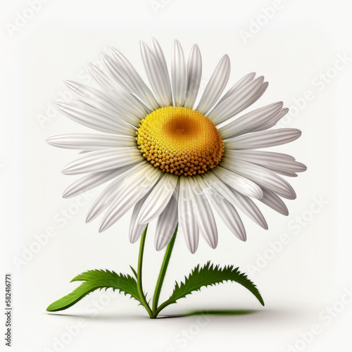 Chamomile flower or White Daisy isolated on white background. Fresh and organic. Generative AI.