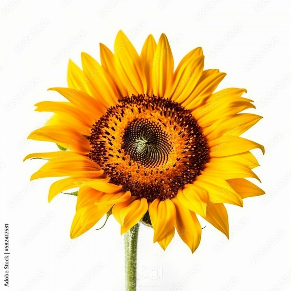 Isolated minimalistic image of a sunflower on white background Generative AI Isolated minimalistic image of a sunflower on white background Generative AI